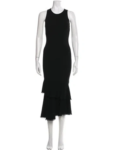 Pre-owned Theory Crew Neck Midi Length Dress In Black