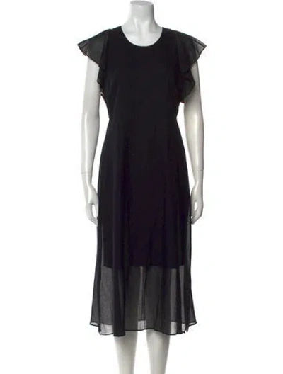 Pre-owned Theory Crew Neck Midi Length Dress In Black