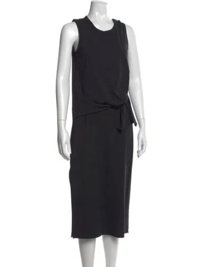 Pre-owned Theory Crew Neck Midi Length Dress In Black