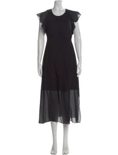 Pre-owned Theory Crew Neck Midi Length Dress In Black