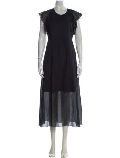 Pre-owned Theory Crew Neck Midi Length Dress In Black
