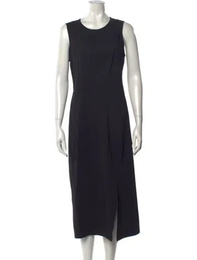 Pre-owned Theory Crew Neck Midi Length Dress In Black