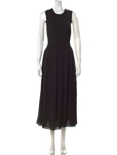Pre-owned Theory Crew Neck Midi Length Dress In Black