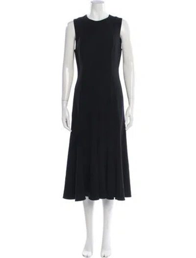 Pre-owned Theory Crew Neck Midi Length Dress In Black