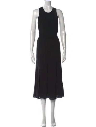 Pre-owned Theory Crew Neck Midi Length Dress In Black