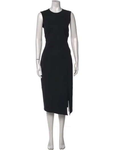 Pre-owned Theory Crew Neck Midi Length Dress In Black