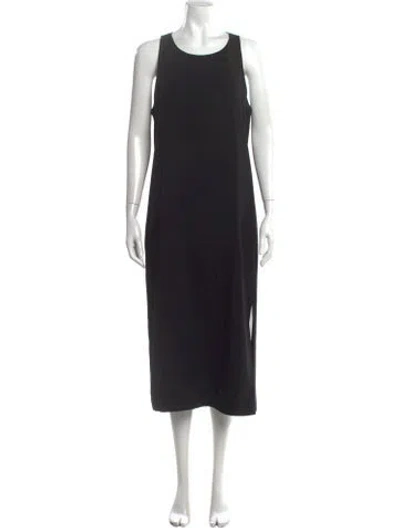 Pre-owned Theory Crew Neck Midi Length Dress In Black