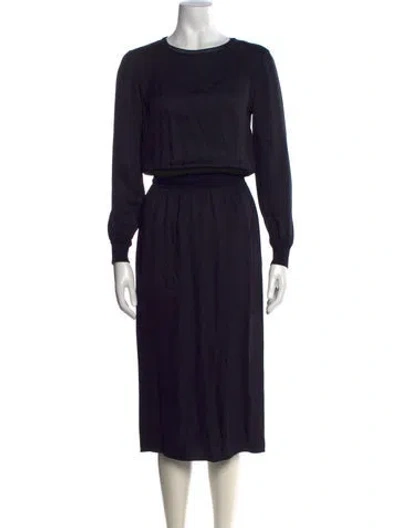 Pre-owned Theory Crew Neck Midi Length Dress In Black