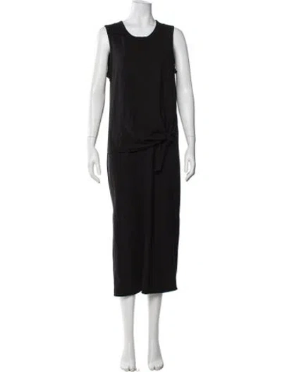 Pre-owned Theory Crew Neck Midi Length Dress In Black
