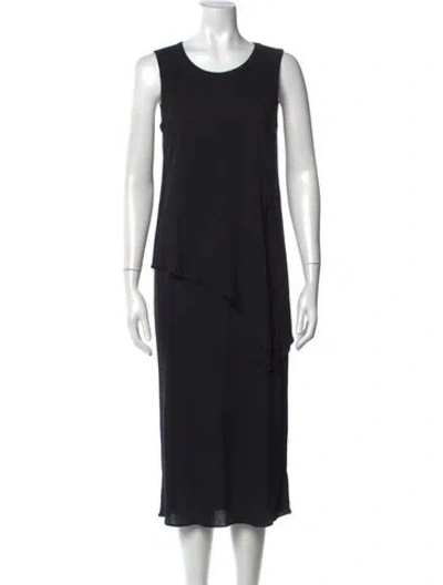 Pre-owned Theory Crew Neck Midi Length Dress In Black