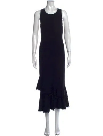 Pre-owned Theory Crew Neck Midi Length Dress In Black
