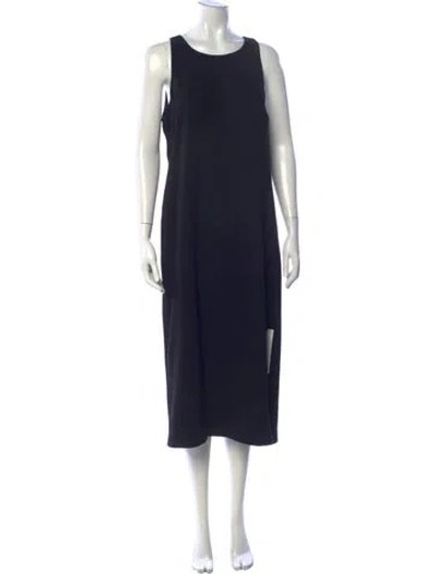 Pre-owned Theory Crew Neck Midi Length Dress In Black
