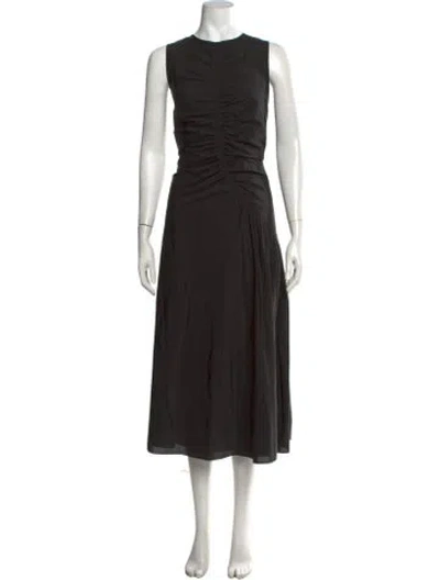 Pre-owned Theory Crew Neck Midi Length Dress In Black