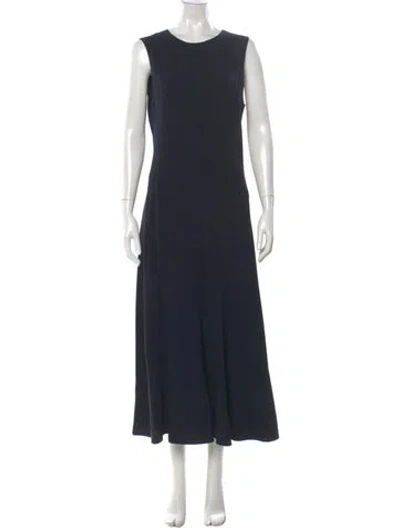 Pre-owned Theory Crew Neck Midi Length Dress In Blue