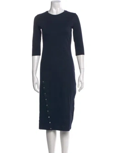 Pre-owned Theory Crew Neck Midi Length Dress In Blue