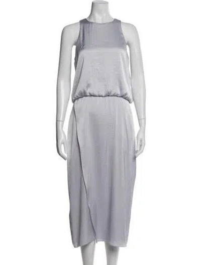 Pre-owned Theory Crew Neck Midi Length Dress In Blue