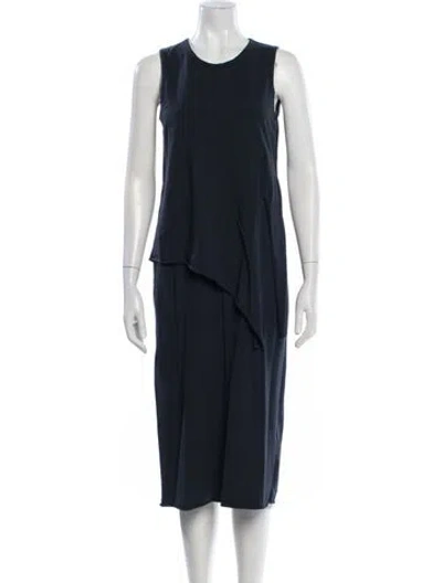 Pre-owned Theory Crew Neck Midi Length Dress In Blue