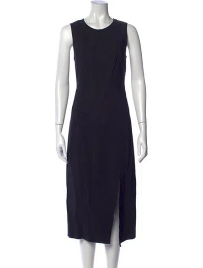 Pre-owned Theory Crew Neck Midi Length Dress In Blue