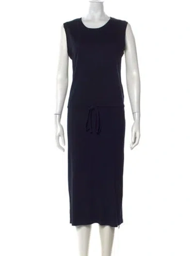 Pre-owned Theory Crew Neck Midi Length Dress In Blue