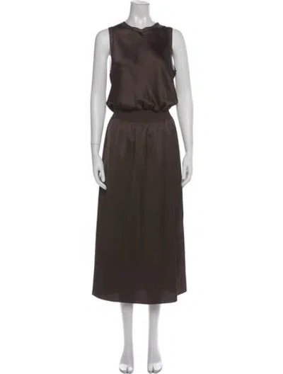Pre-owned Theory Crew Neck Midi Length Dress In Brown