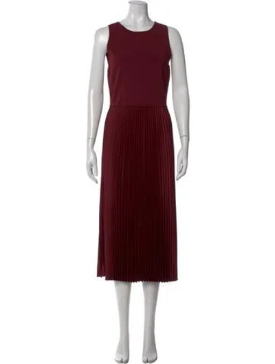 Pre-owned Theory Crew Neck Midi Length Dress In Burgundy