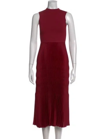 Pre-owned Theory Crew Neck Midi Length Dress In Burgundy