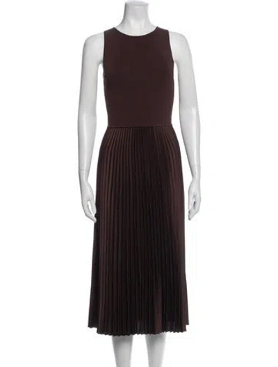 Pre-owned Theory Crew Neck Midi Length Dress In Burgundy