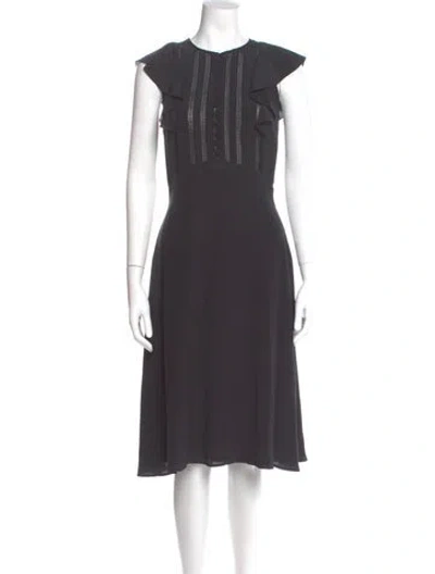 Pre-owned Theory Crew Neck Midi Length Dress In Gray
