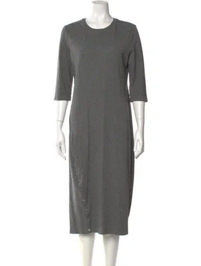 Pre-owned Theory Crew Neck Midi Length Dress In Gray