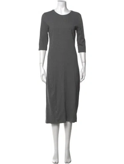 Pre-owned Theory Crew Neck Midi Length Dress In Gray