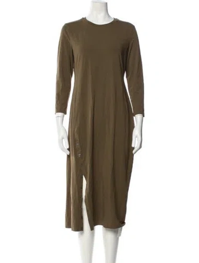 Pre-owned Theory Crew Neck Midi Length Dress In Green