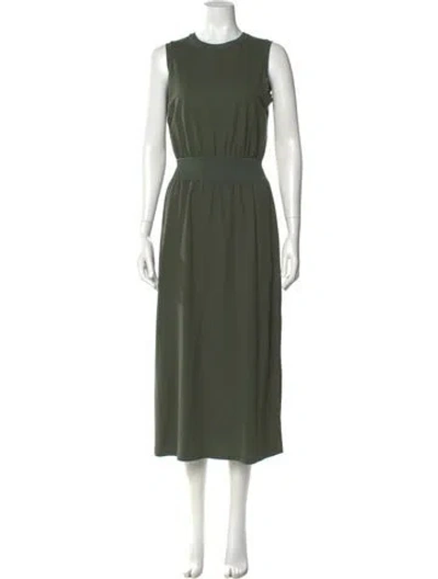 Pre-owned Theory Crew Neck Midi Length Dress In Green