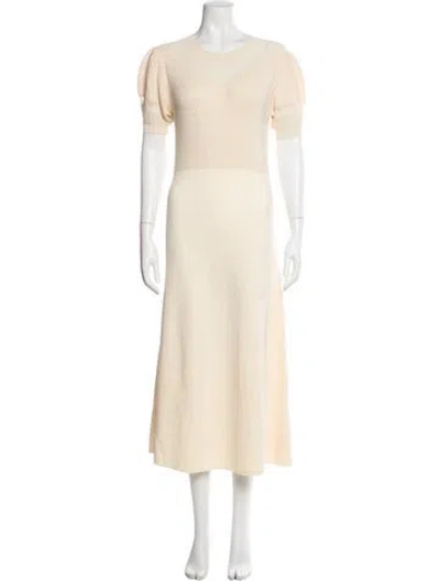 Pre-owned Theory Crew Neck Midi Length Dress In Neutral