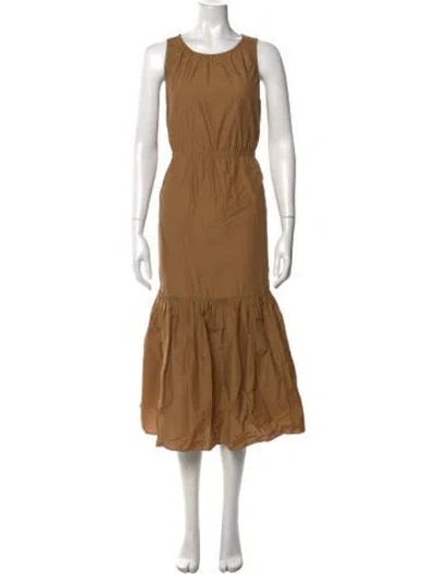 Pre-owned Theory Crew Neck Midi Length Dress In Neutral