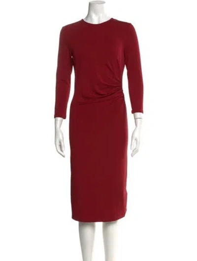 Pre-owned Theory Crew Neck Midi Length Dress In Red