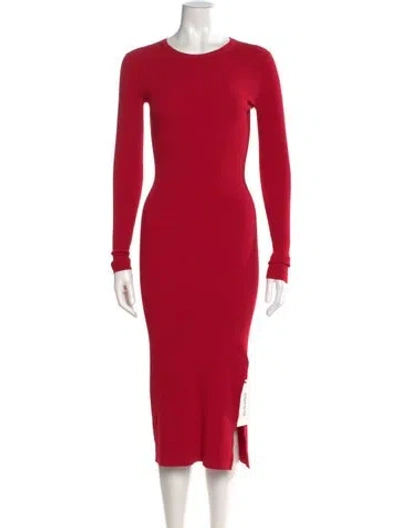 Pre-owned Theory Crew Neck Midi Length Dress In Red