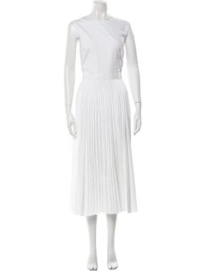 Pre-owned Theory Crew Neck Midi Length Dress W/ Tags In White