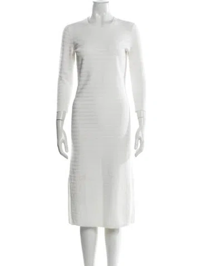 Pre-owned Theory Crew Neck Midi Length Dress In White