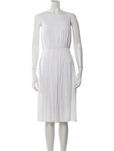 Pre-owned Theory Crew Neck Midi Length Dress In White