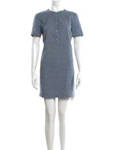 Pre-owned Theory Crew Neck Mini Dress In Blue