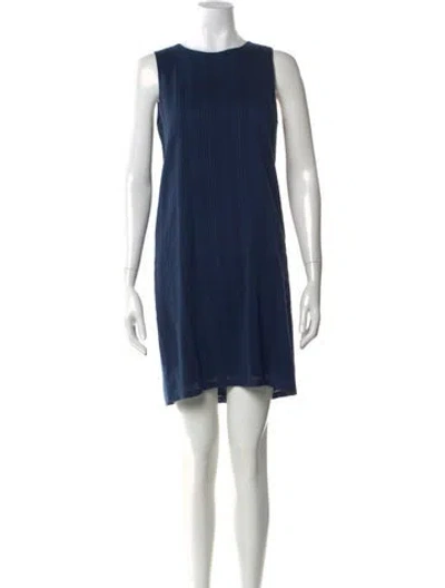 Pre-owned Theory Crew Neck Mini Dress In Blue