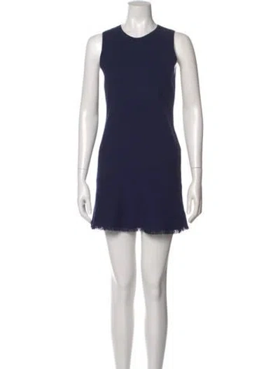 Pre-owned Theory Crew Neck Mini Dress In Blue