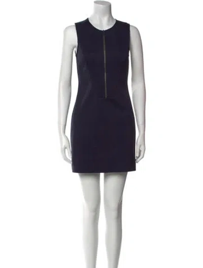 Pre-owned Theory Crew Neck Mini Dress In Blue