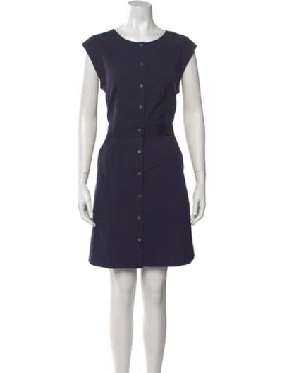 Pre-owned Theory Crew Neck Mini Dress In Blue