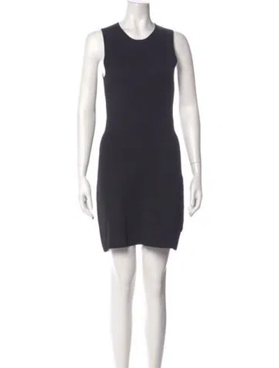 Pre-owned Theory Crew Neck Mini Dress In Blue