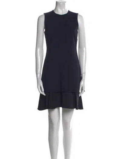 Pre-owned Theory Crew Neck Mini Dress In Blue
