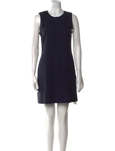 Pre-owned Theory Crew Neck Mini Dress In Blue