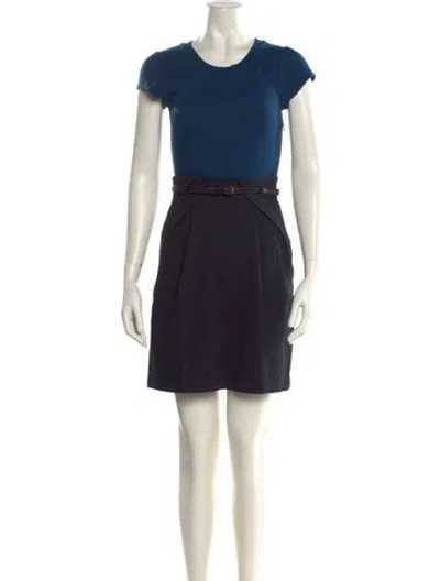 Pre-owned Theory Crew Neck Mini Dress In Blue
