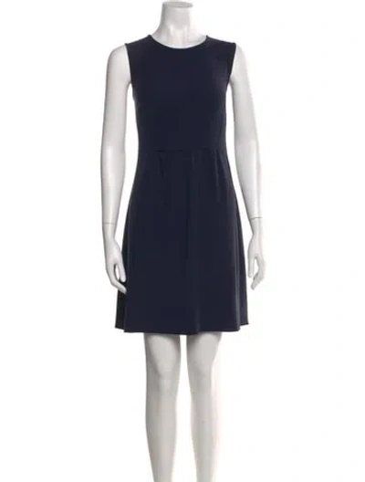 Pre-owned Theory Crew Neck Mini Dress In Blue