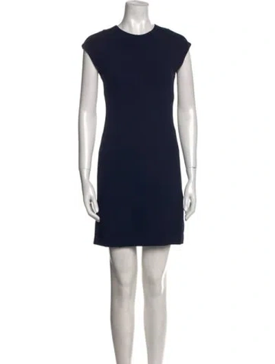 Pre-owned Theory Crew Neck Mini Dress In Blue